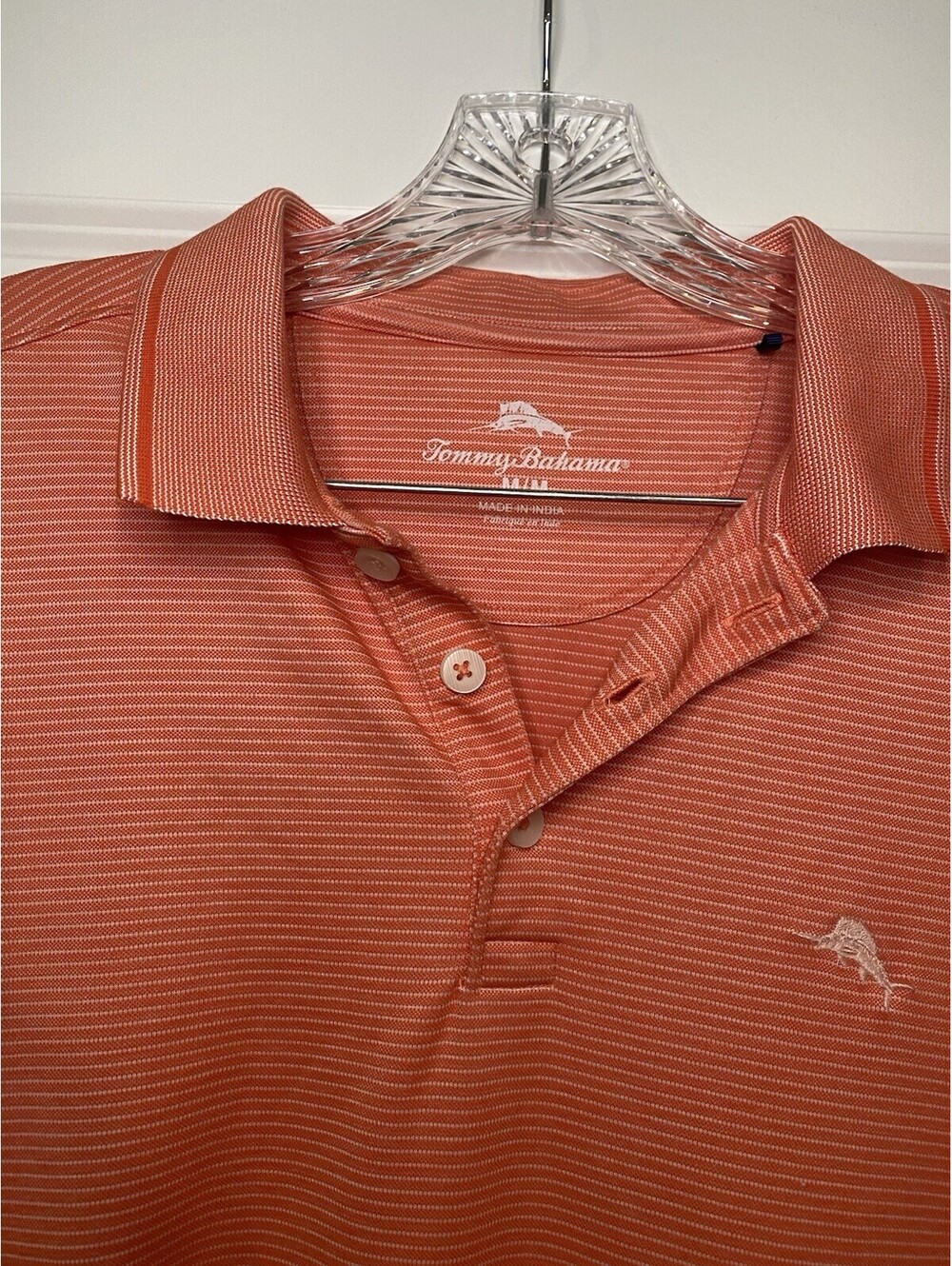 Tommy Bahama Men's Medium Orange Polo Shirt Short Sleeve for Golf and Fishing
